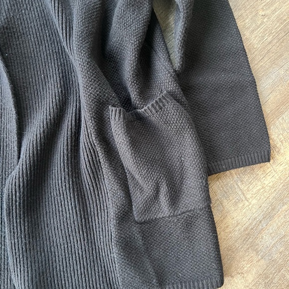 Ann Taylor Black Long Open Front knit Cardigan - Picture 5 of 6